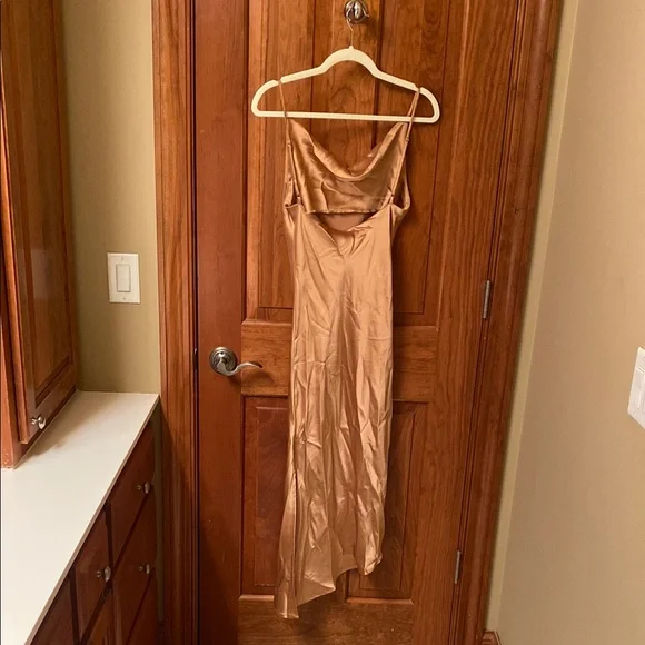 Petal & Pup Orange Ribbed Cowl Neck Slip Dress - Picture 2 of 6